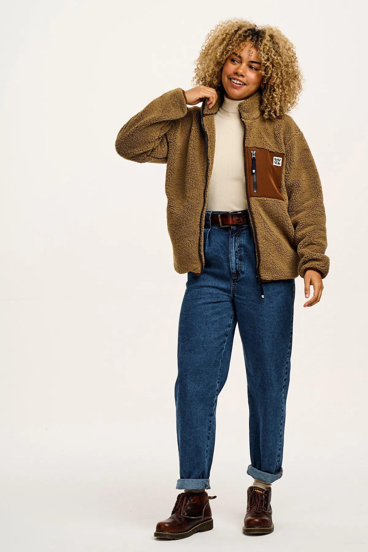 Fashion Harper - Borg Fleece Jacket in Mocha Chocca Latte Brown All Outerwear & Knitwear|Fleeces