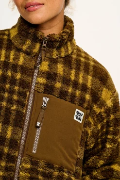 Clearance Harper - Borg Fleece Jacket in Brown Cher Check All Outerwear & Knitwear|Jackets