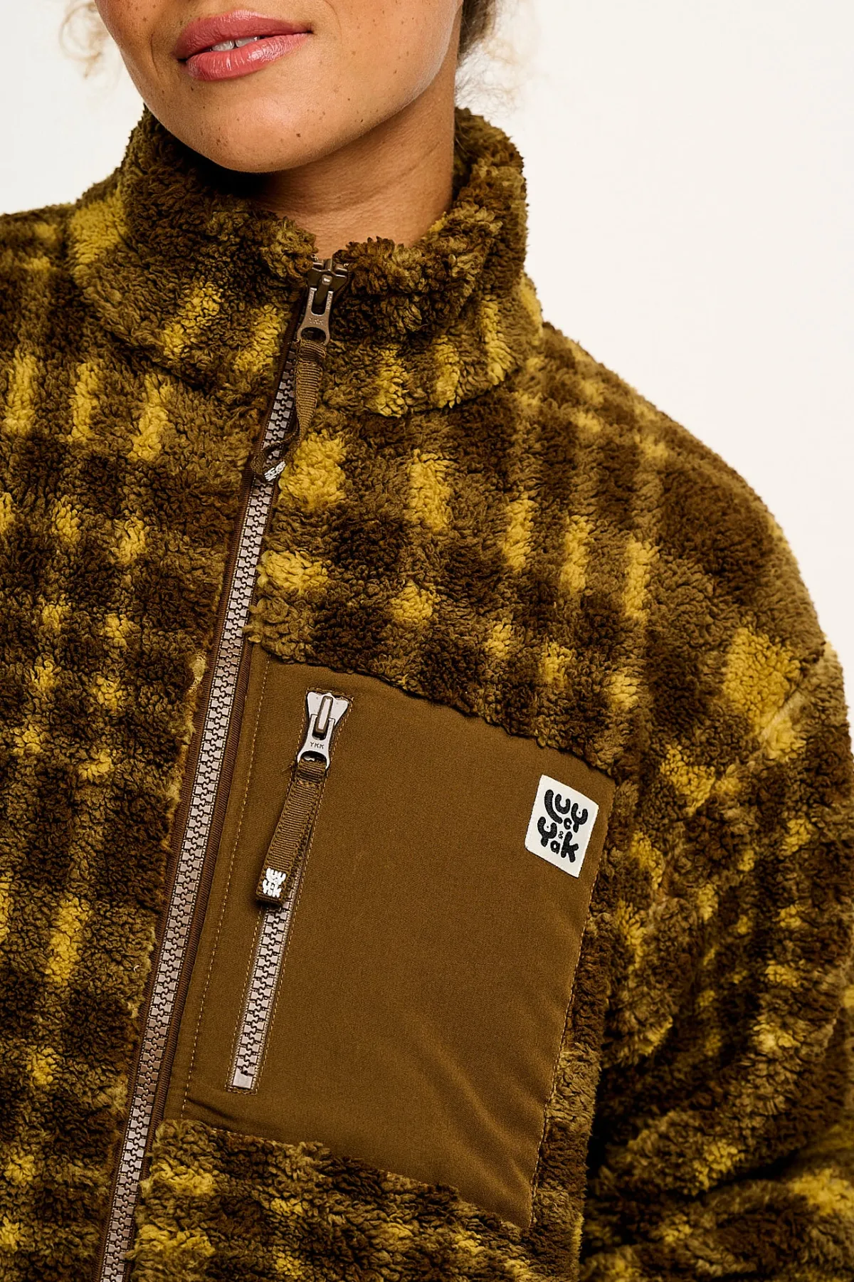 Clearance Harper - Borg Fleece Jacket in Brown Cher Check All Outerwear & Knitwear|Jackets