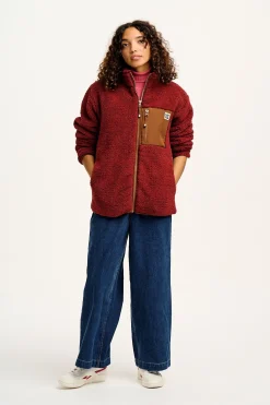 Clearance Harper - Borg Fleece Jacket in Jasper Red All Outerwear & Knitwear|Fleeces