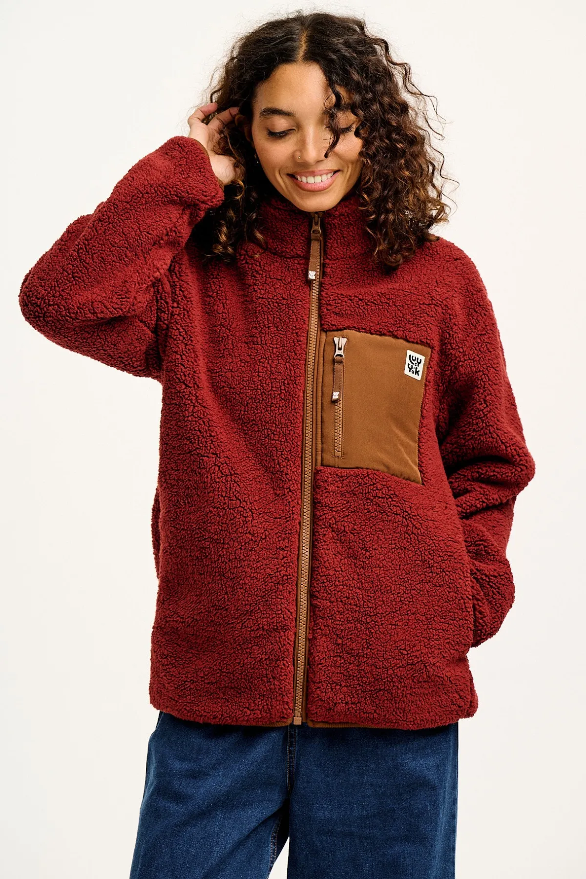 Clearance Harper - Borg Fleece Jacket in Jasper Red All Outerwear & Knitwear|Fleeces