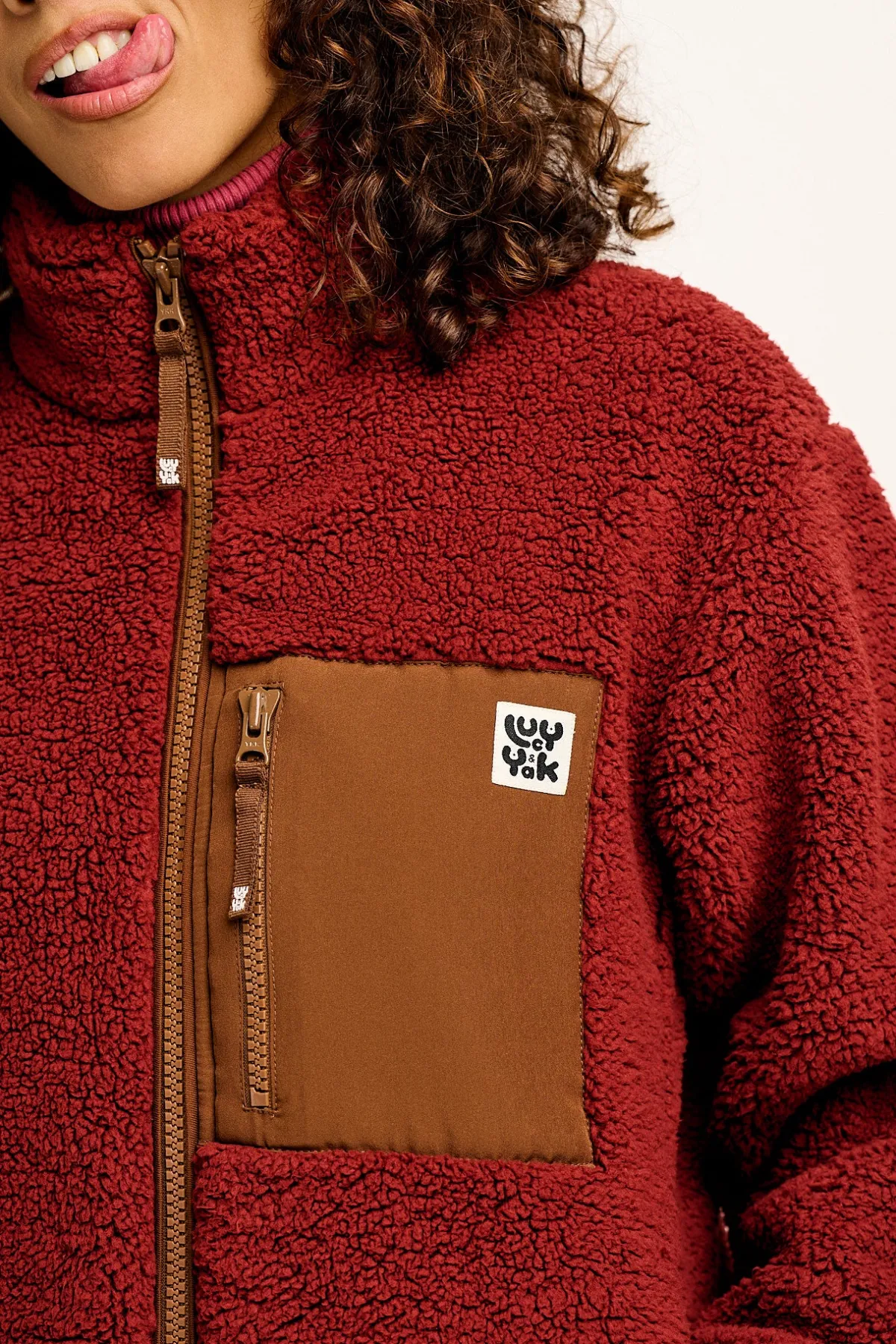 Clearance Harper - Borg Fleece Jacket in Jasper Red All Outerwear & Knitwear|Fleeces
