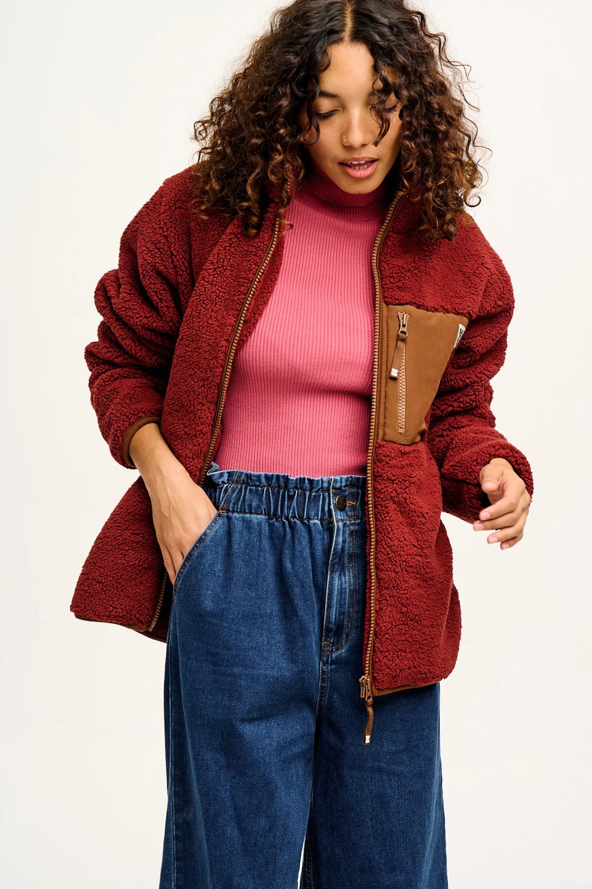 Clearance Harper - Borg Fleece Jacket in Jasper Red All Outerwear & Knitwear|Fleeces
