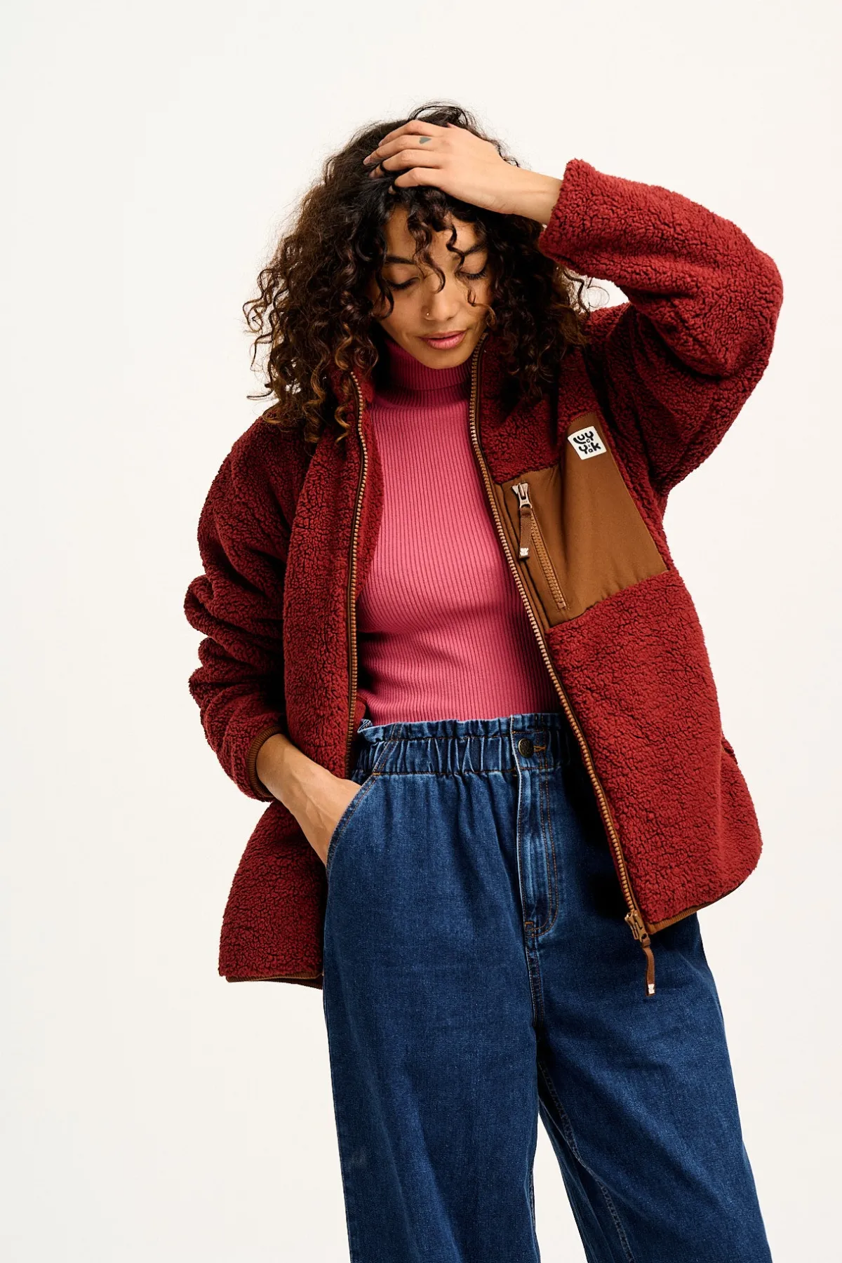 Clearance Harper - Borg Fleece Jacket in Jasper Red All Outerwear & Knitwear|Fleeces