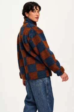 Sale Harper - Fleece Jacket in Brown & Blue Chester Check Print All Outerwear & Knitwear|Jackets