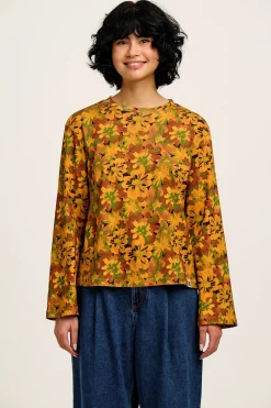 Discount Hermione - Fluted Cotton Top in Cass Floral All Tops & Tees|Long Sleeve Tops