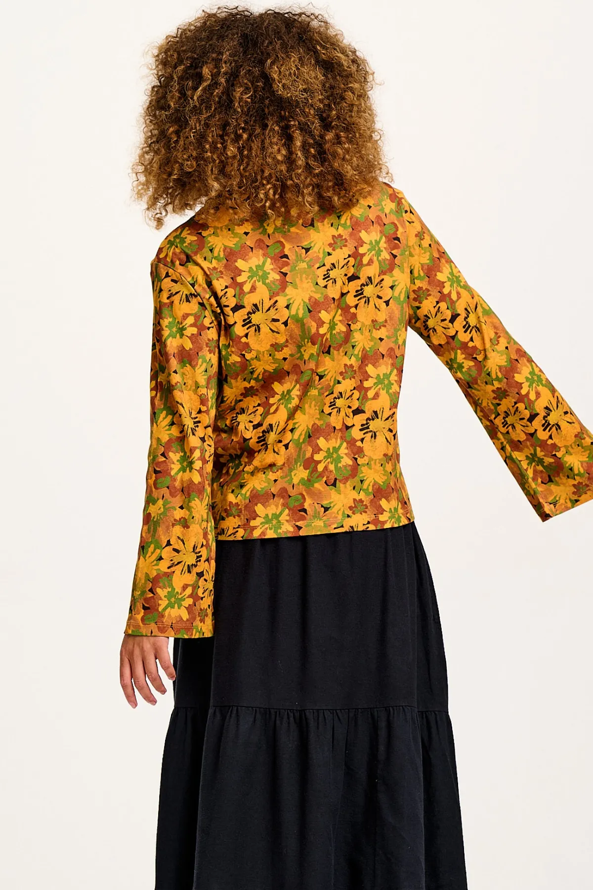 Discount Hermione - Fluted Cotton Top in Cass Floral All Tops & Tees|Long Sleeve Tops