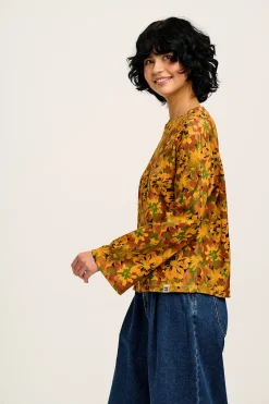 Discount Hermione - Fluted Cotton Top in Cass Floral All Tops & Tees|Long Sleeve Tops