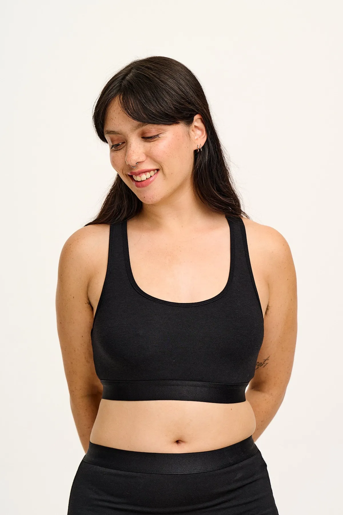 Fashion Iona - Racer Back Cotton & Bamboo Crop Top in Black All Tops & Tees|All Underwear