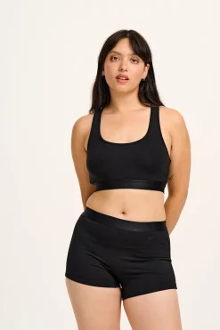 Fashion Iona - Racer Back Cotton & Bamboo Crop Top in Black All Tops & Tees|All Underwear