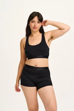Fashion Iona - Racer Back Cotton & Bamboo Crop Top in Black All Tops & Tees|All Underwear