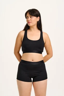 Fashion Iona - Racer Back Cotton & Bamboo Crop Top in Black All Tops & Tees|All Underwear