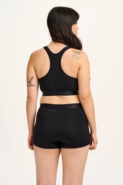 Fashion Iona - Racer Back Cotton & Bamboo Crop Top in Black All Tops & Tees|All Underwear