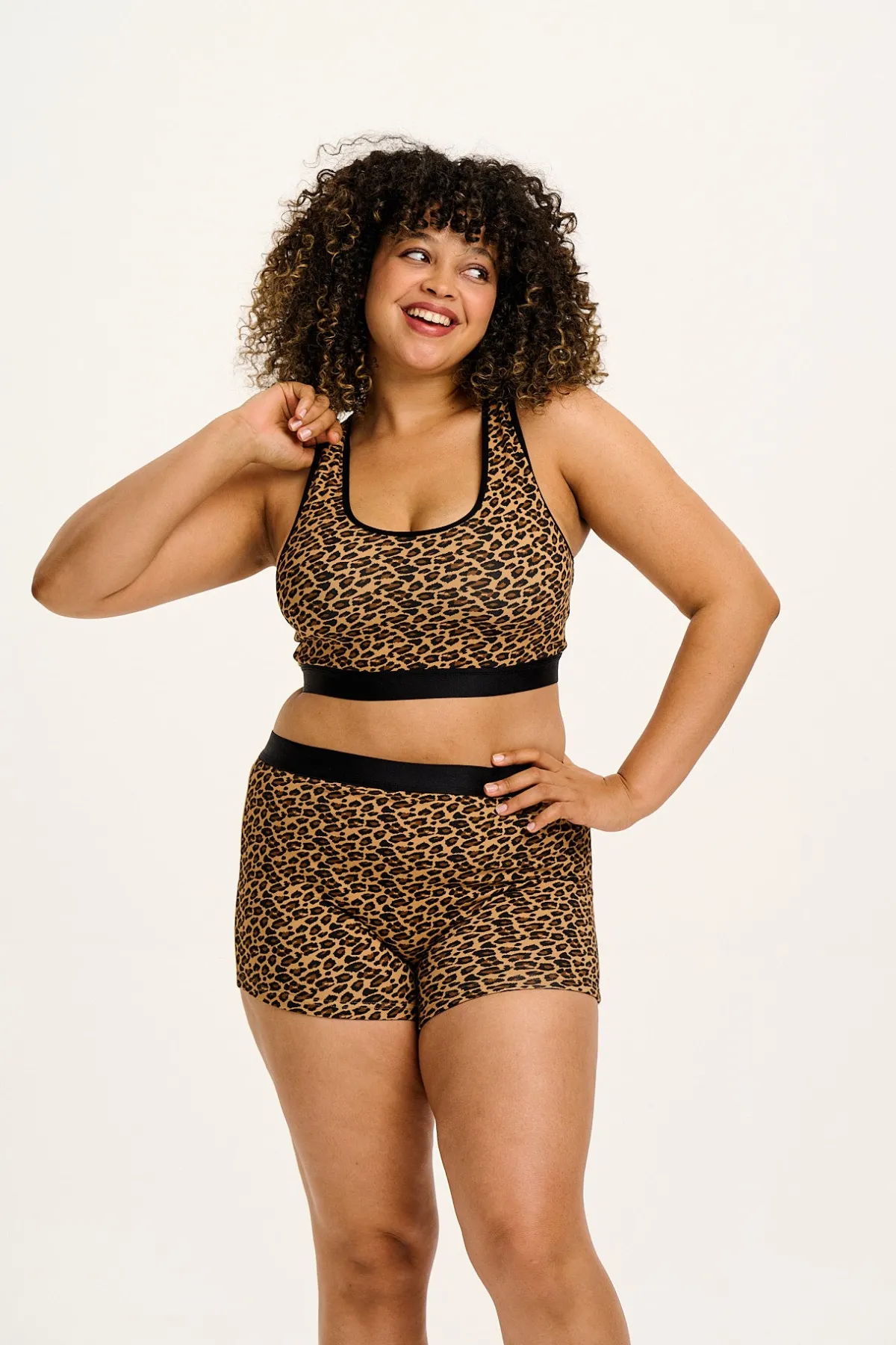 Discount Iona - Racer Back Cotton & Bamboo Crop Top in Leopard Print All Tops & Tees|All Underwear