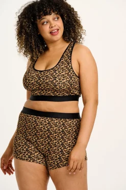 Discount Iona - Racer Back Cotton & Bamboo Crop Top in Leopard Print All Tops & Tees|All Underwear