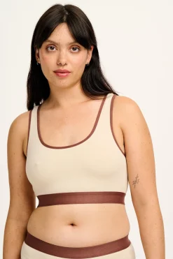 Outlet Iona - Racer Back Cotton & Bamboo Crop Top in Ecru All Tops & Tees|All Underwear