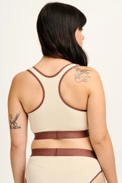 Outlet Iona - Racer Back Cotton & Bamboo Crop Top in Ecru All Tops & Tees|All Underwear