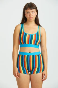 Fashion Iona - Racer Back Cotton & Bamboo Crop Top in Rainbow Stripe All Tops & Tees|Vests & Sleeveless Tops