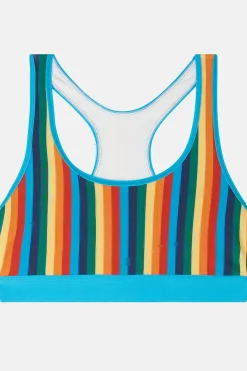 Fashion Iona - Racer Back Cotton & Bamboo Crop Top in Rainbow Stripe All Tops & Tees|Vests & Sleeveless Tops