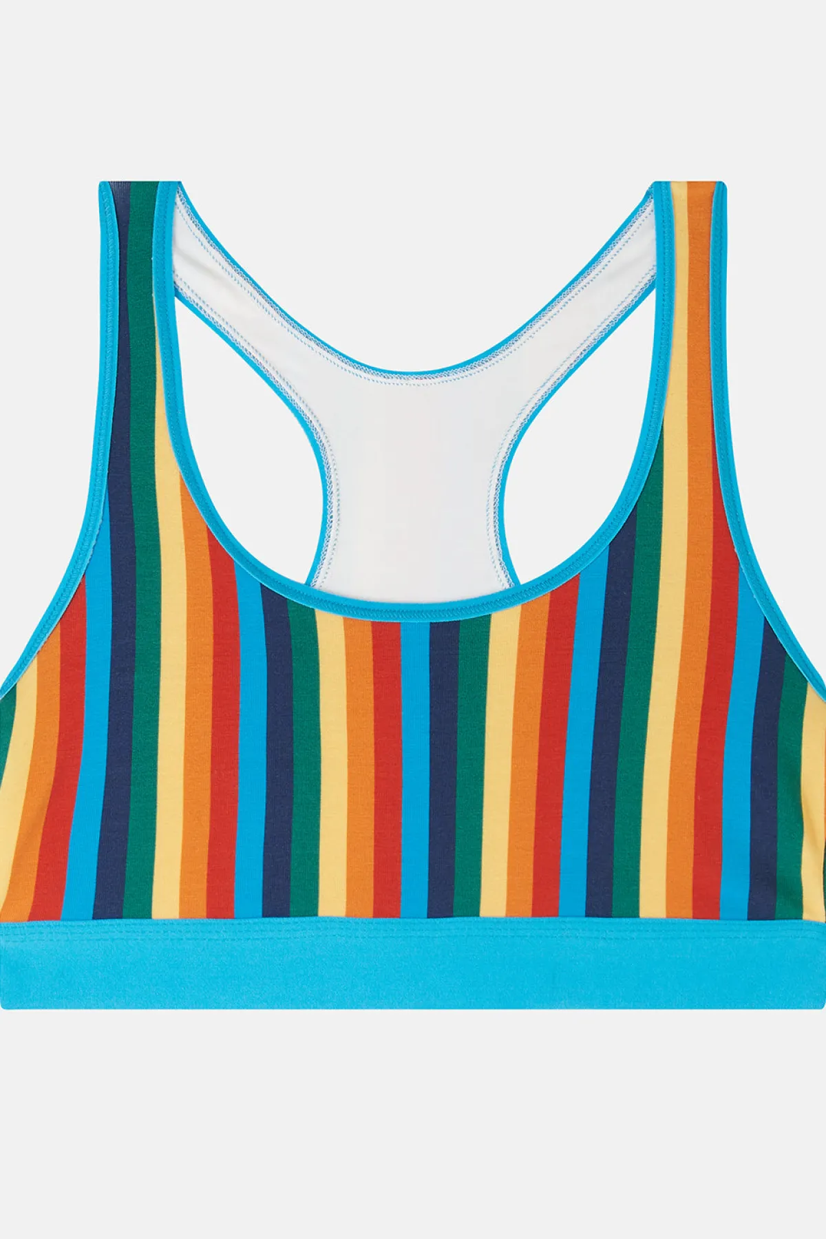 Fashion Iona - Racer Back Cotton & Bamboo Crop Top in Rainbow Stripe All Tops & Tees|Vests & Sleeveless Tops