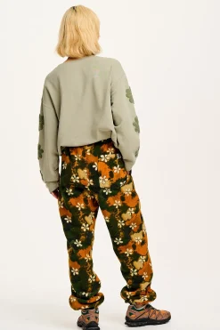 Best Jamie - Polar Fleece Joggers in Green Daisy Lu Print All Bottoms|Joggers