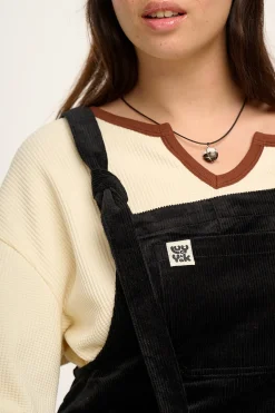 Fashion Jenny - Wide Leg Corduroy Dungarees in Black All Dungarees|Jenny - Wide Leg