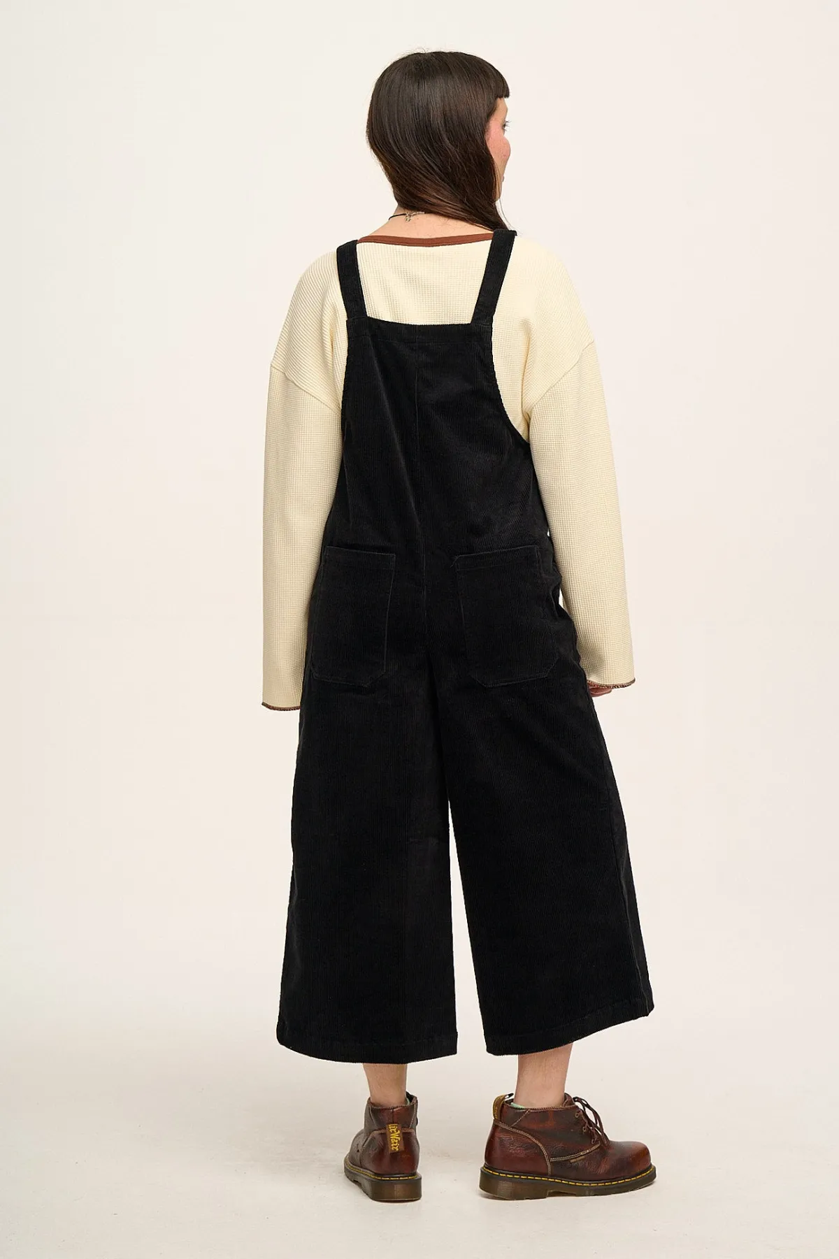 Fashion Jenny - Wide Leg Corduroy Dungarees in Black All Dungarees|Jenny - Wide Leg