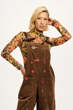 Fashion Jenny - Wide Leg Corduroy Dungarees with Cocoa Bella Embroidery All Dungarees|Jenny - Wide Leg