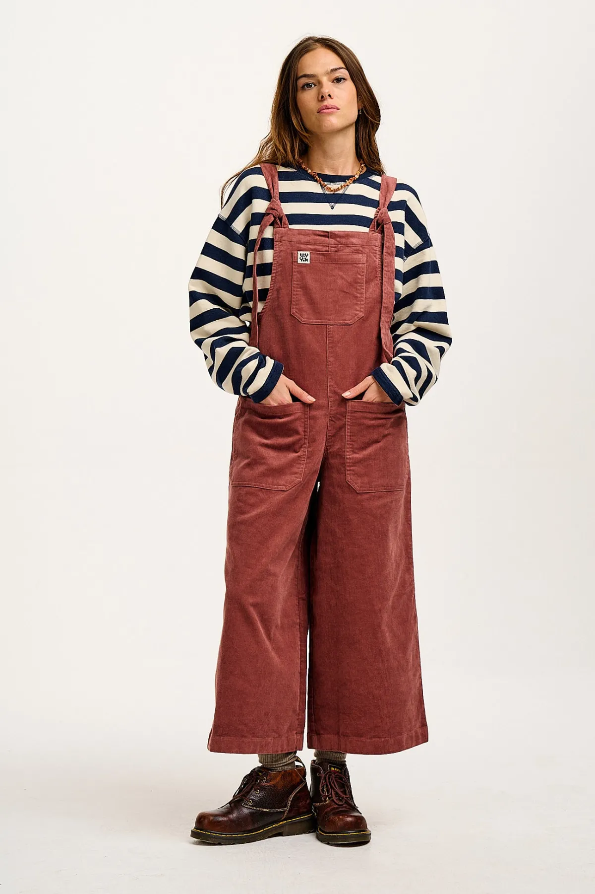 Sale Jenny - Wide Leg Corduroy Dungarees Ash Pink All Dungarees|Jenny - Wide Leg