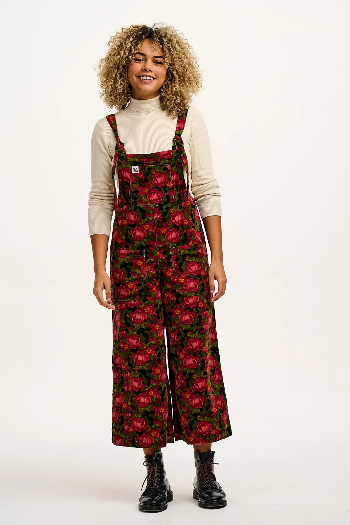 Hot Jenny - Wide Leg Corduroy Dungarees in Rosetta Print All Dungarees|Jenny - Wide Leg