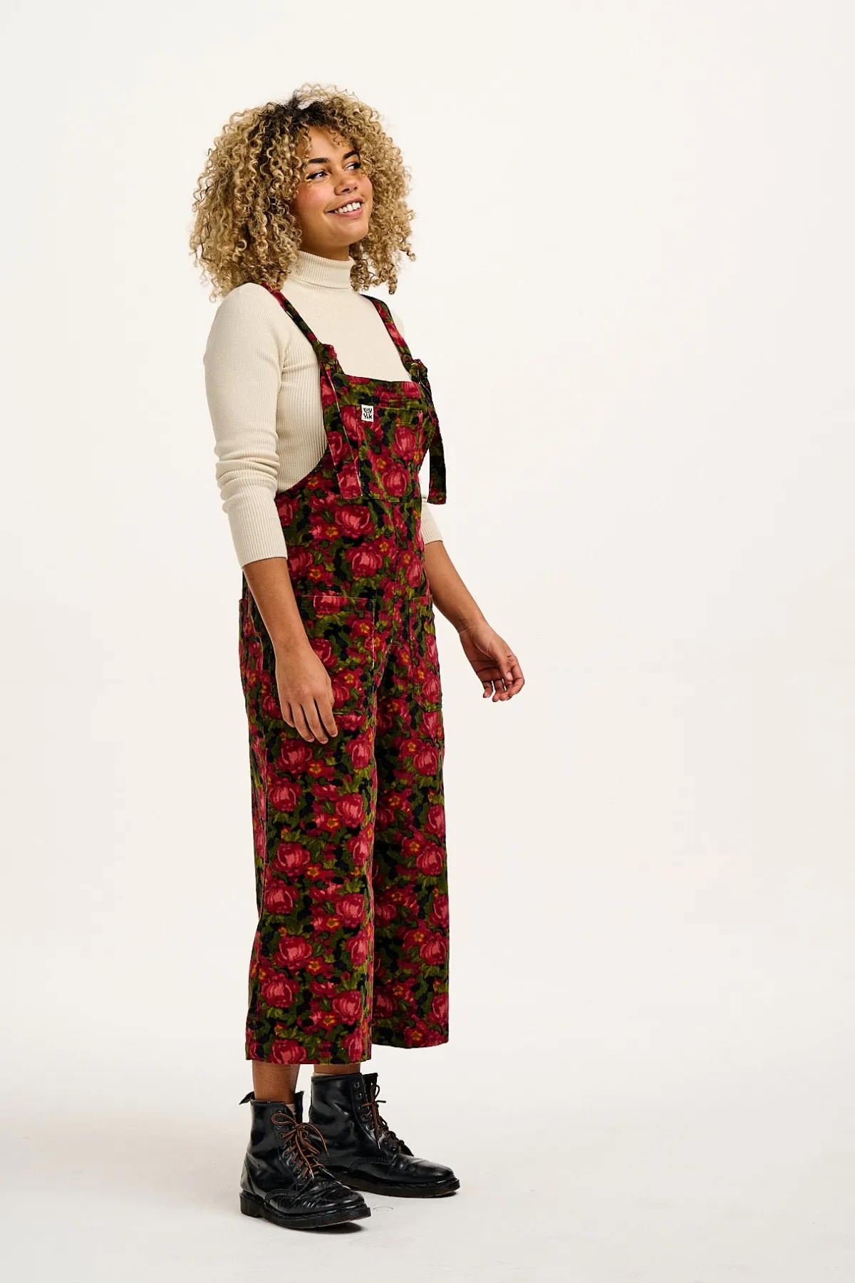 Hot Jenny - Wide Leg Corduroy Dungarees in Rosetta Print All Dungarees|Jenny - Wide Leg