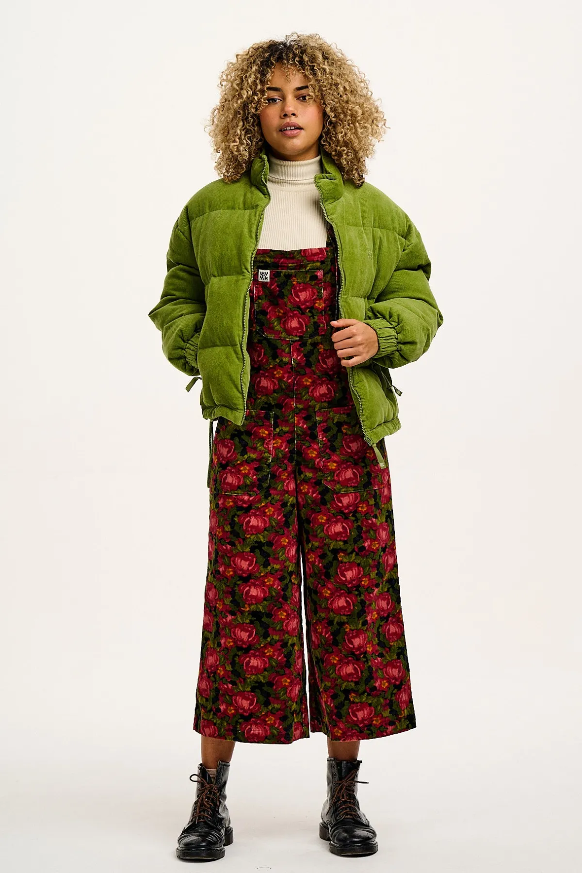 Hot Jenny - Wide Leg Corduroy Dungarees in Rosetta Print All Dungarees|Jenny - Wide Leg