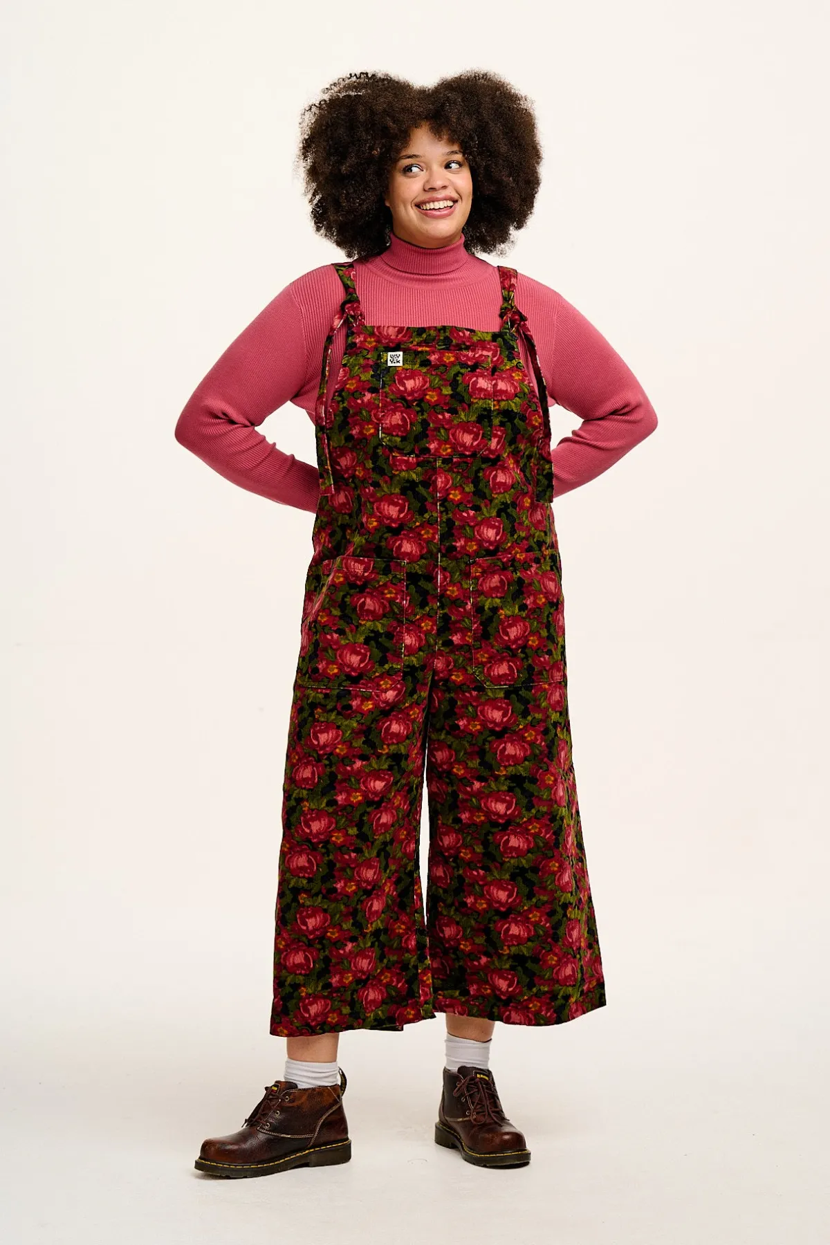 Hot Jenny - Wide Leg Corduroy Dungarees in Rosetta Print All Dungarees|Jenny - Wide Leg