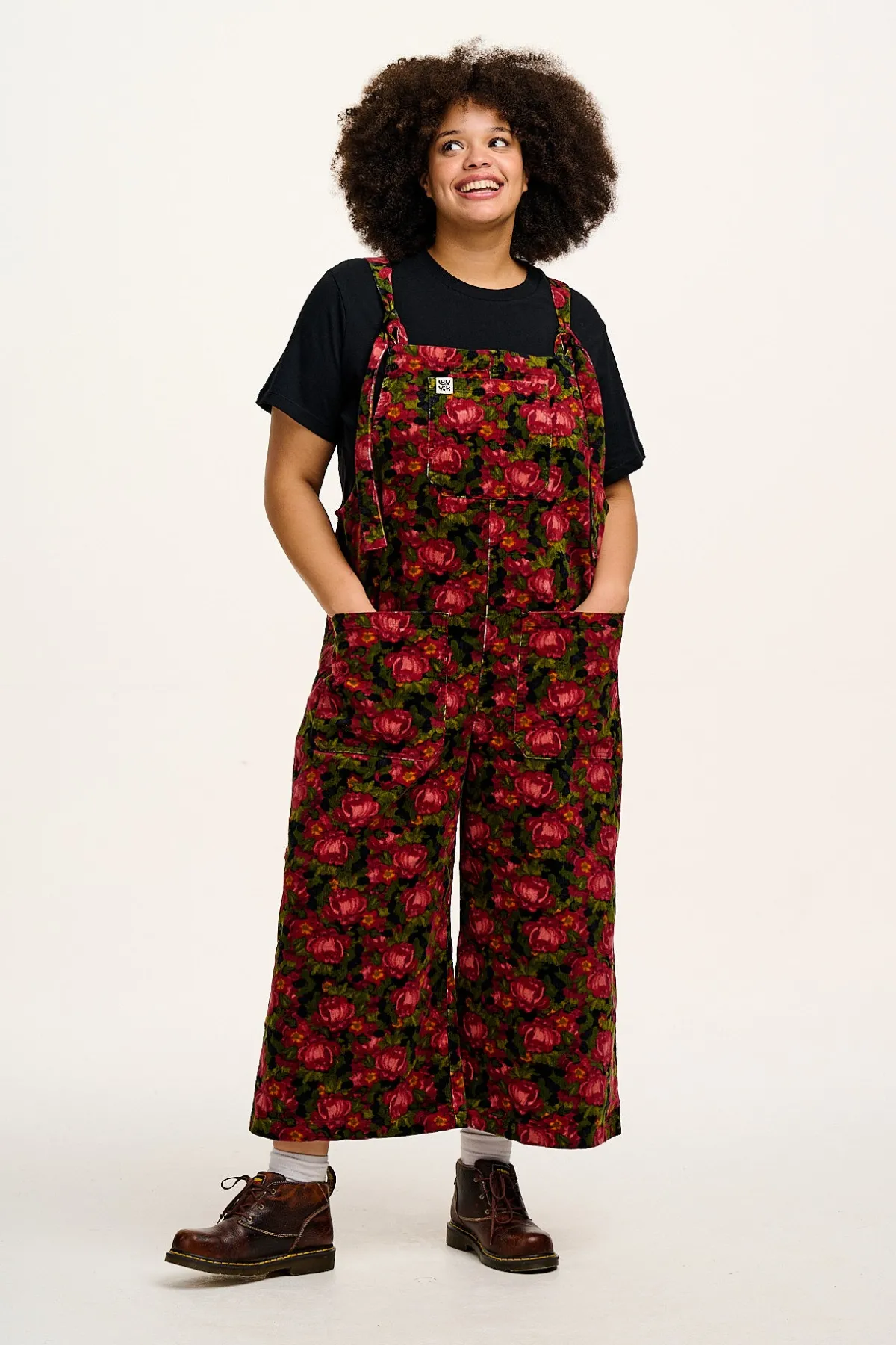 Hot Jenny - Wide Leg Corduroy Dungarees in Rosetta Print All Dungarees|Jenny - Wide Leg
