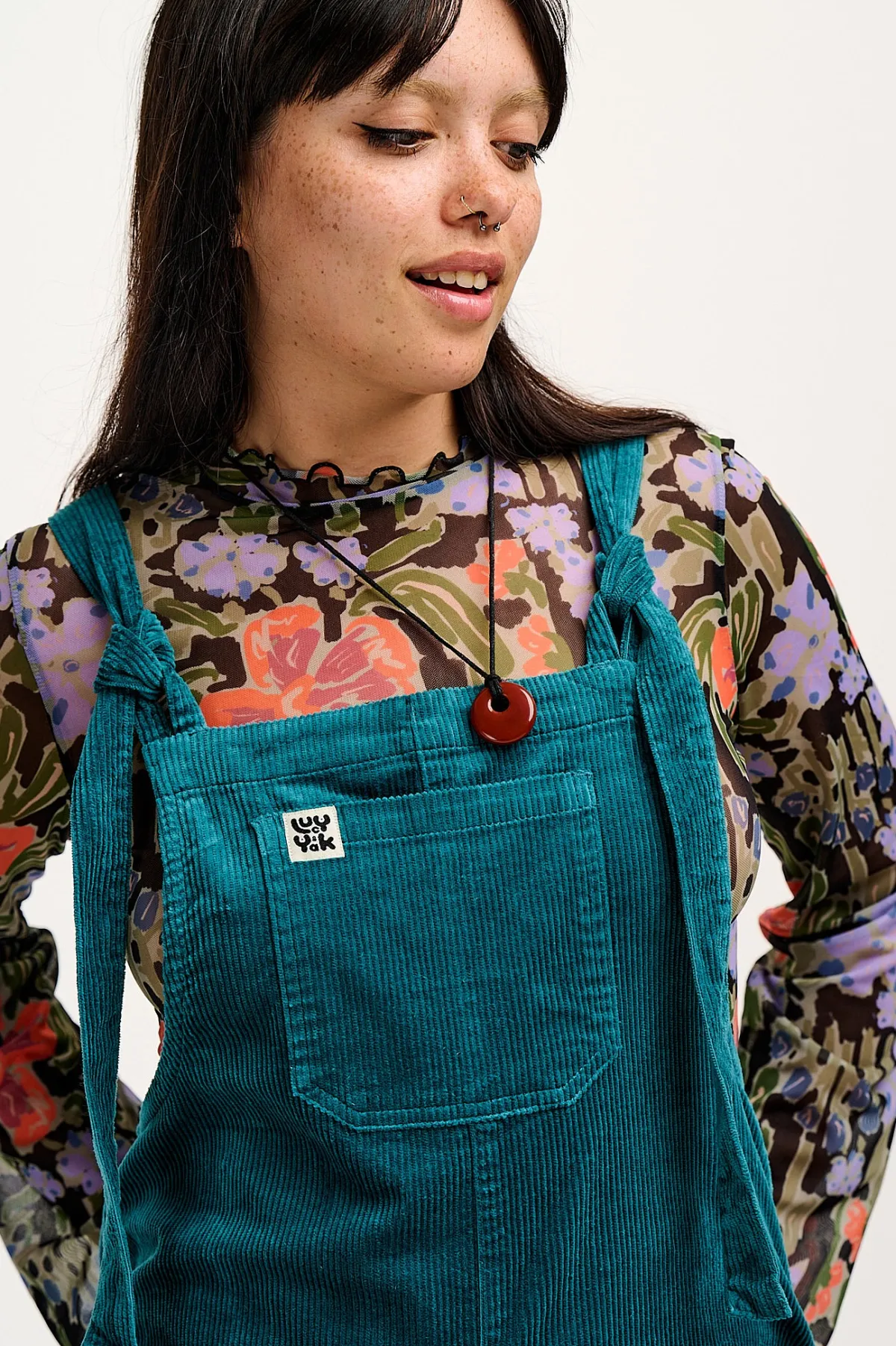 Online Jenny - Wide Leg Corduroy Dungarees in Teal All Dungarees|Jenny - Wide Leg