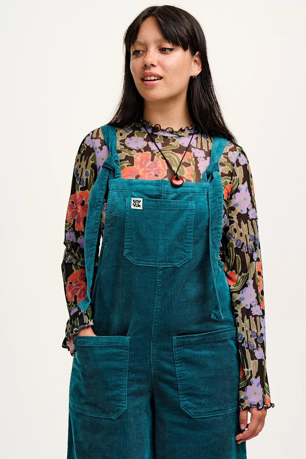 Online Jenny - Wide Leg Corduroy Dungarees in Teal All Dungarees|Jenny - Wide Leg