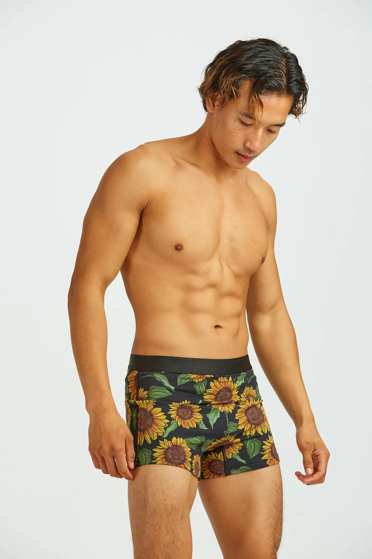Online Joey - Cotton & Bamboo Boxer Shorts in Sunflower Print All Bottoms|All Underwear