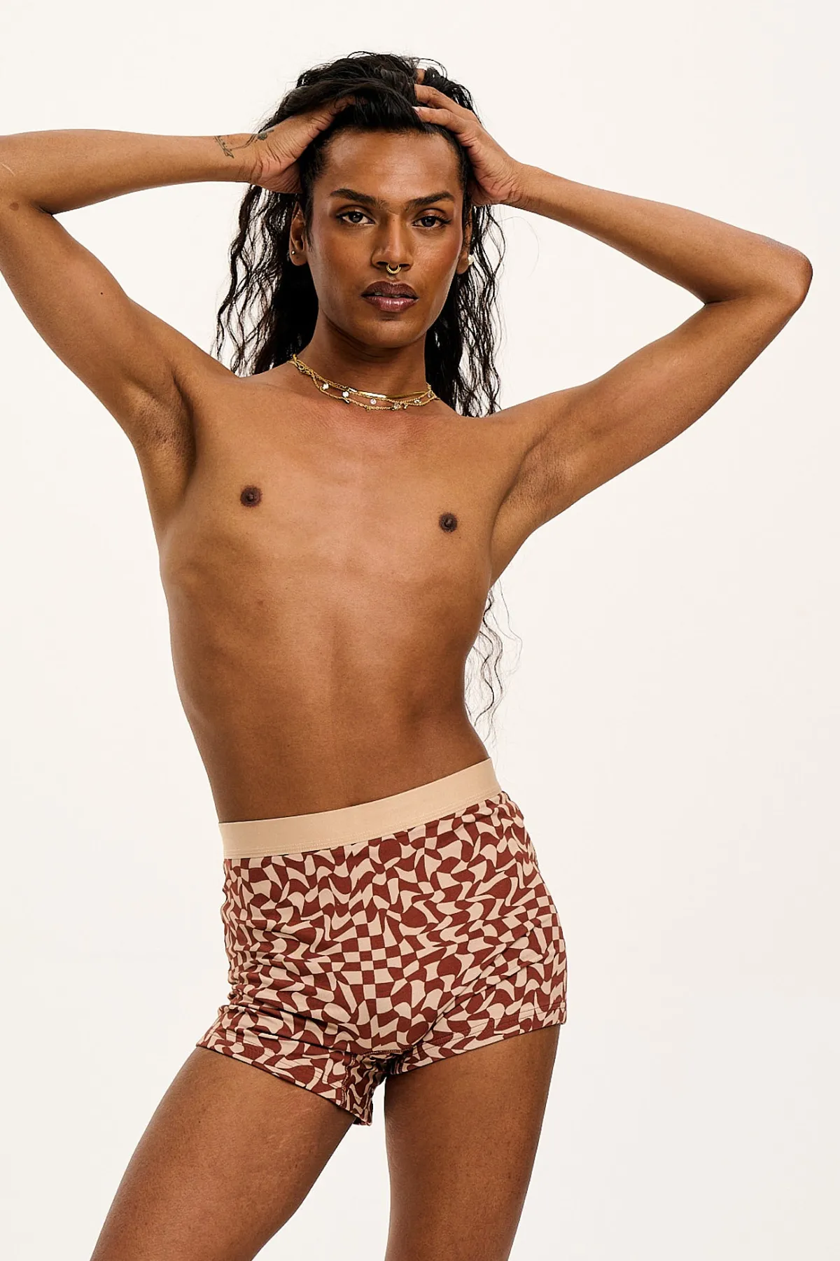Fashion Joey - Cotton & Bamboo Boxer Shorts in Amara Grid Print All Bottoms|All Underwear