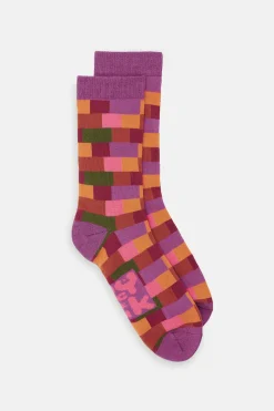 Hot JoJo - Cotton Socks in Autumn Checkerboard Print All Accessories|Socks
