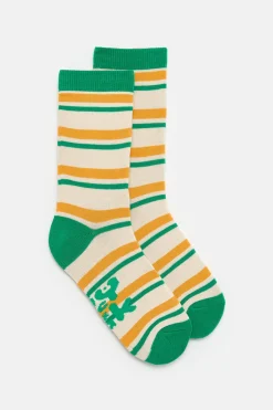 Discount JoJo - Cotton Socks in Green & Yellow Stripe All Accessories|Socks