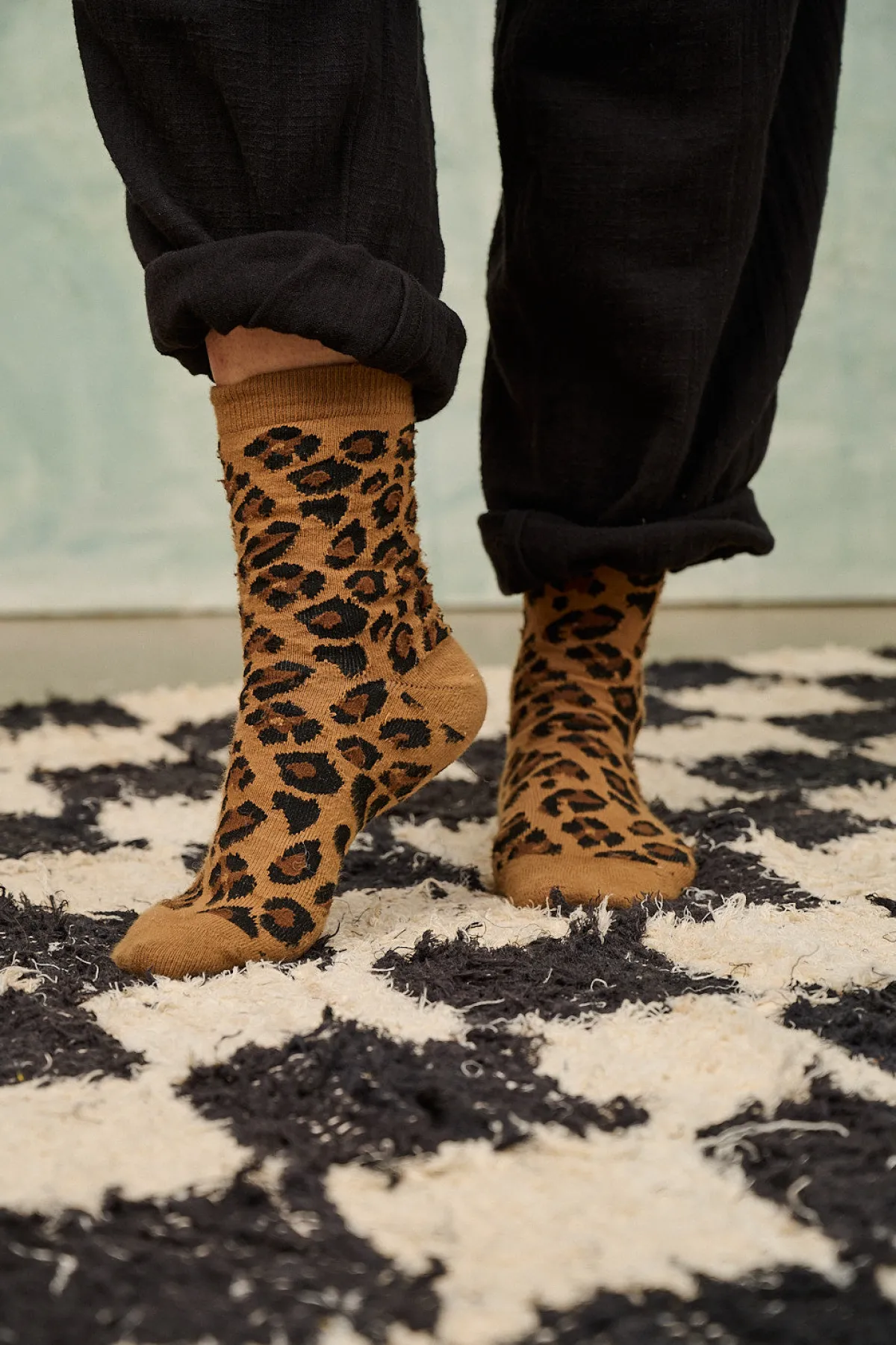 New JoJo - Cotton Socks in Leopard Print All Accessories|Socks