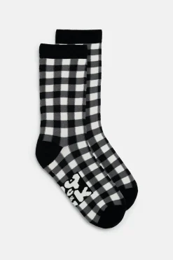 Fashion JoJo - Cotton Socks in Monochrome Gingham Print All Accessories|Socks