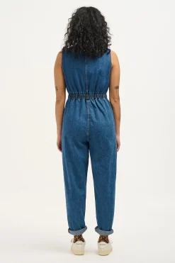 Outlet Juni - Denim Jumpsuit in Mid Wash Blue All Jumpsuits