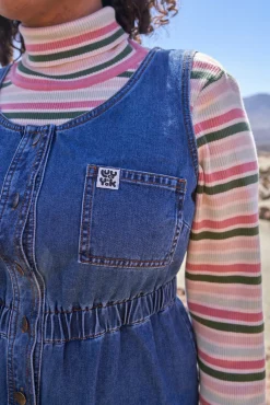Outlet Juni - Denim Jumpsuit in Mid Wash Blue All Jumpsuits