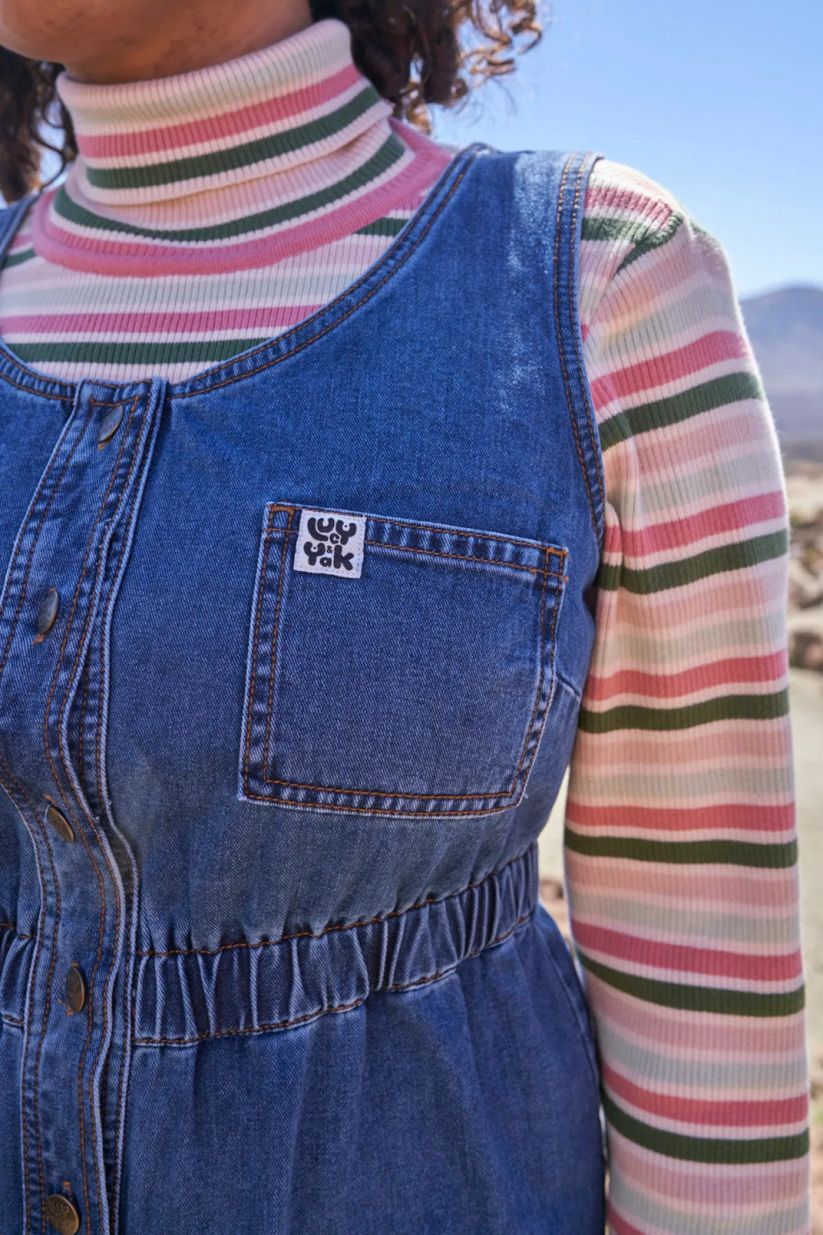 Outlet Juni - Denim Jumpsuit in Mid Wash Blue All Jumpsuits