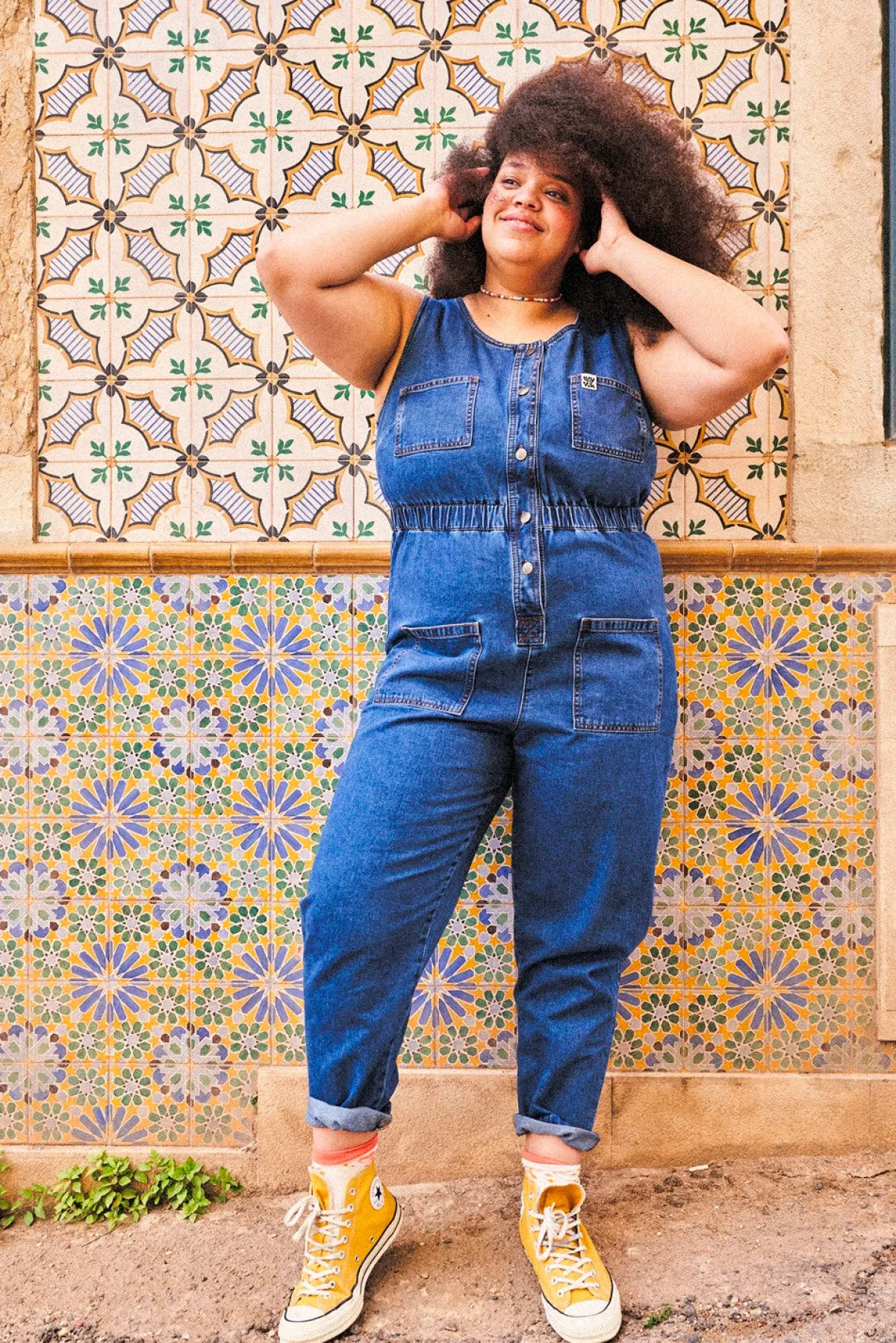 Outlet Juni - Denim Jumpsuit in Mid Wash Blue All Jumpsuits
