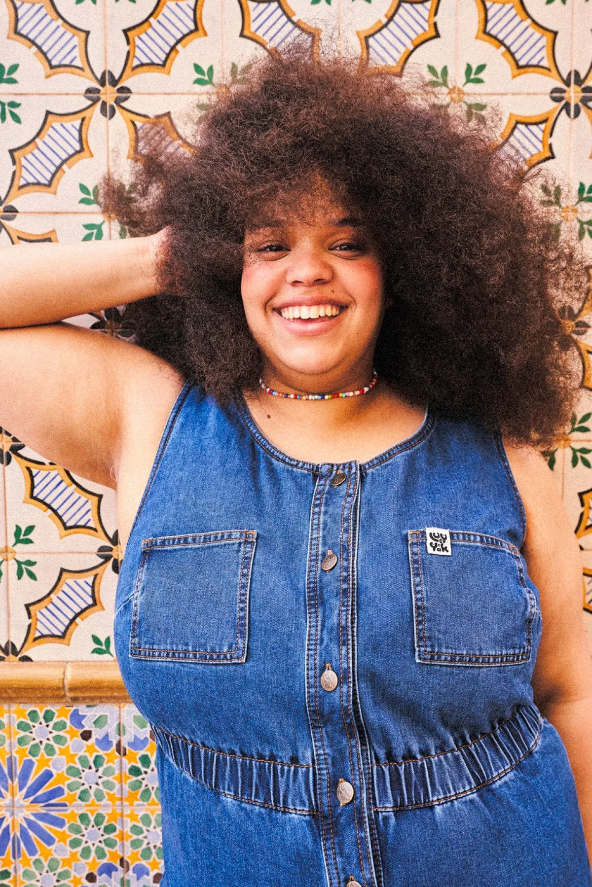 Outlet Juni - Denim Jumpsuit in Mid Wash Blue All Jumpsuits