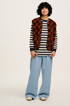 Online Kenny - Long Sleeve Skater Cotton Tee in Navy & Ecru Stripe All Tops & Tees|Long Sleeve Tops
