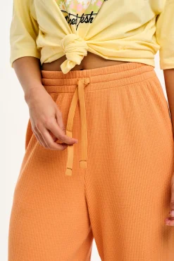 Fashion Larson - Wide Leg Waffle Cotton Joggers in Sunset Orange All Bottoms|Joggers