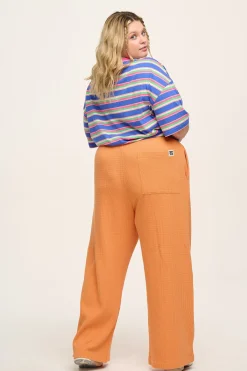Fashion Larson - Wide Leg Waffle Cotton Joggers in Sunset Orange All Bottoms|Joggers